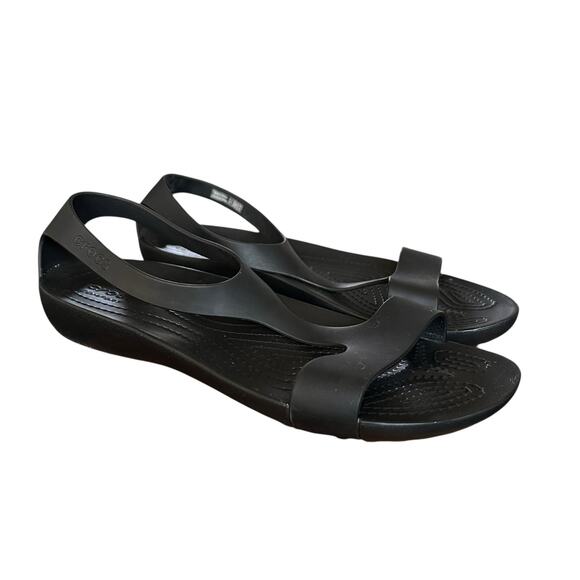 Crocs Women’s Slingback Sandals Black Comfort Flats Water-Friendly Shoes Size 9 - Picture 1 of 7